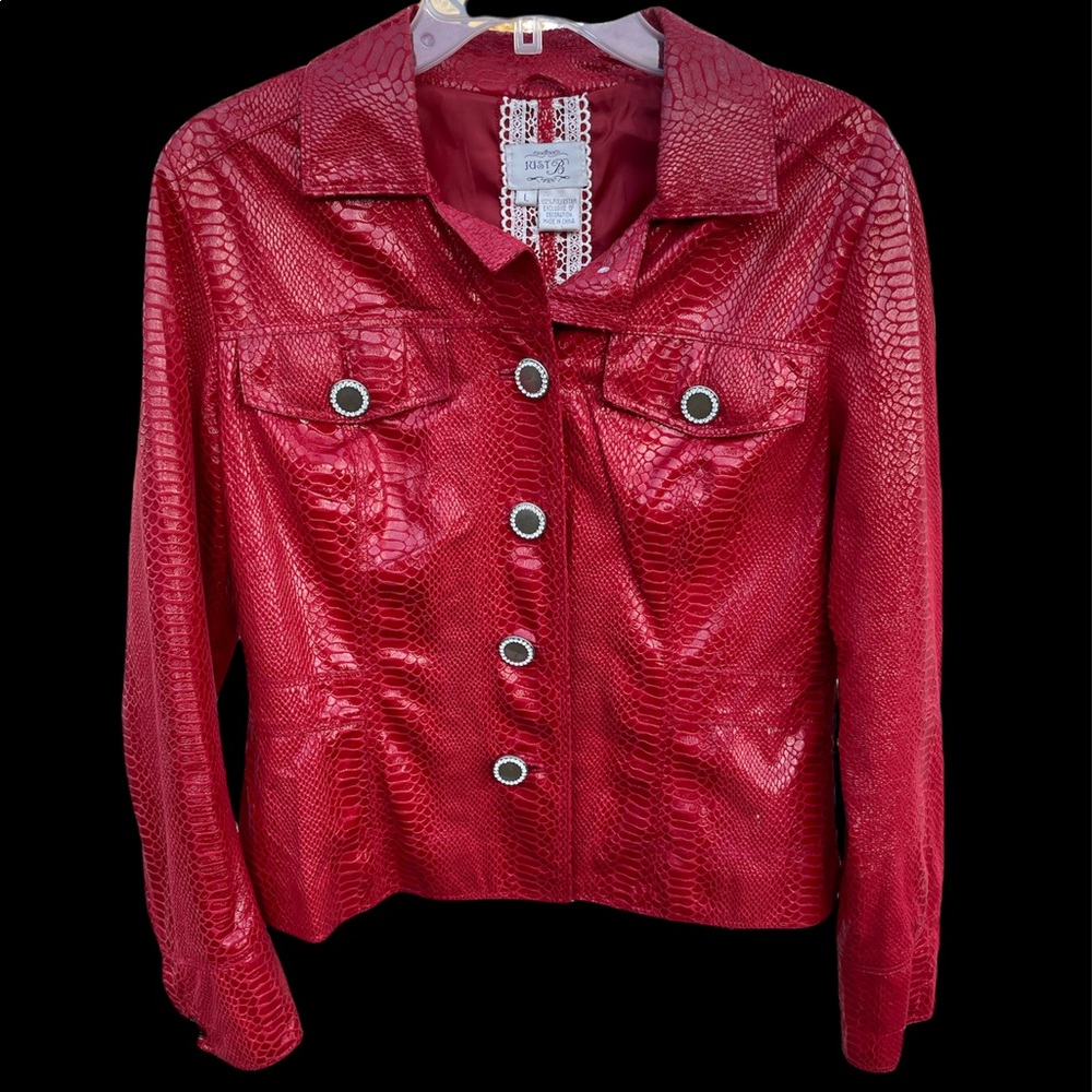 Cute red Faux leather jacket